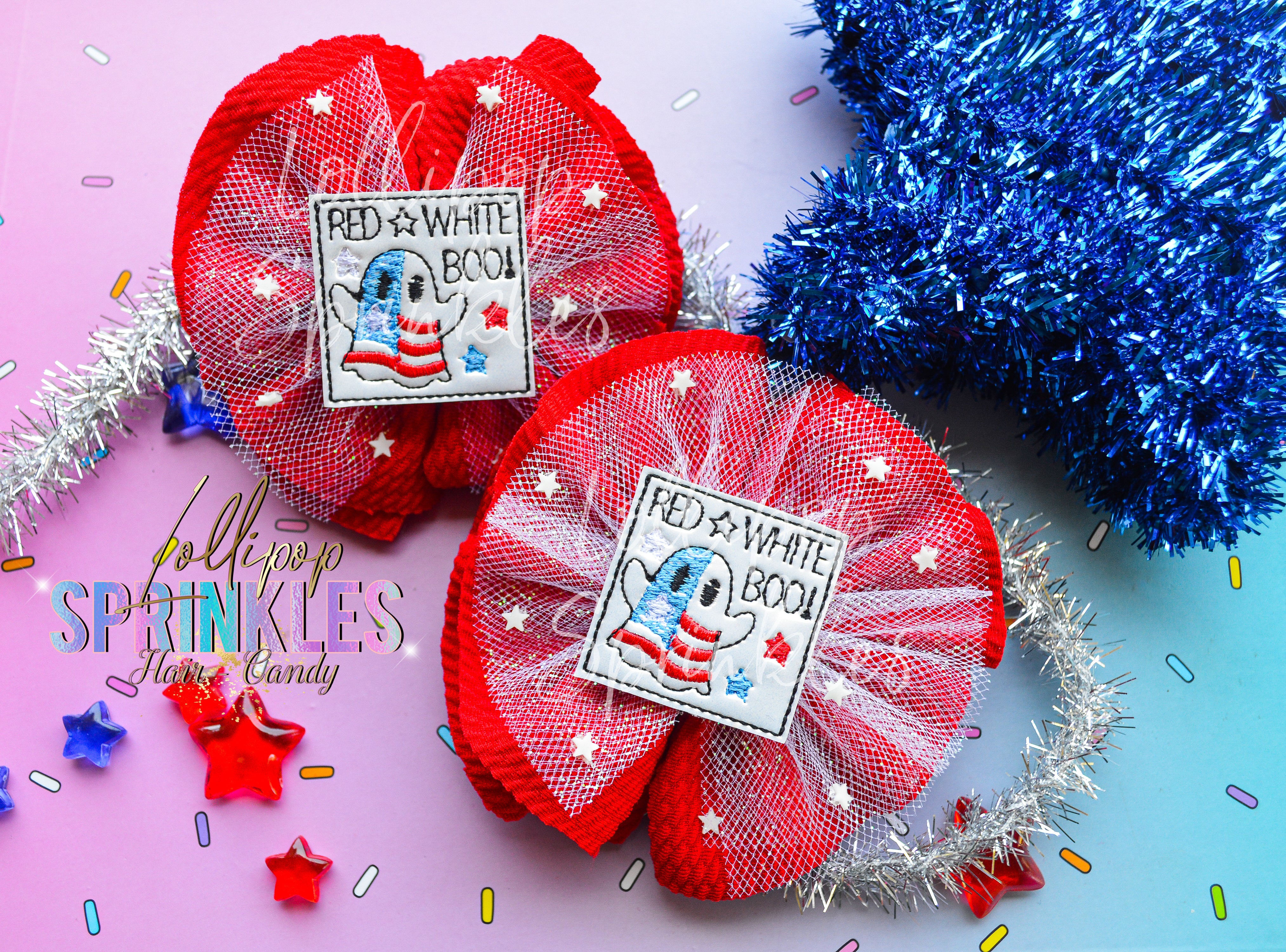 Red white & Boo messy bow