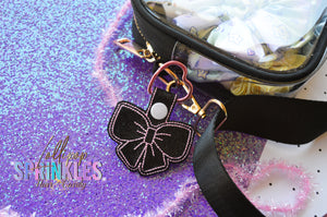 Pink and black bow keychain